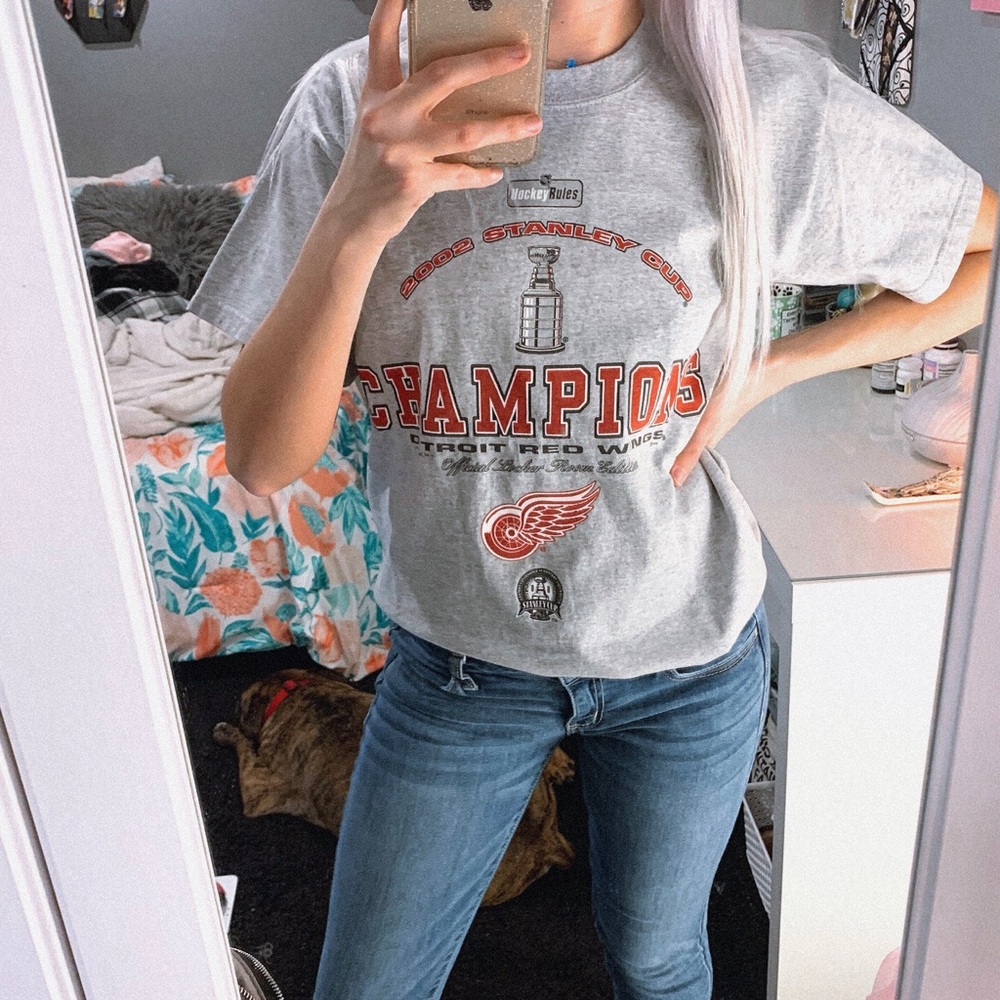 Detroit Redwings Unisex Gray Stanley Cup Tee